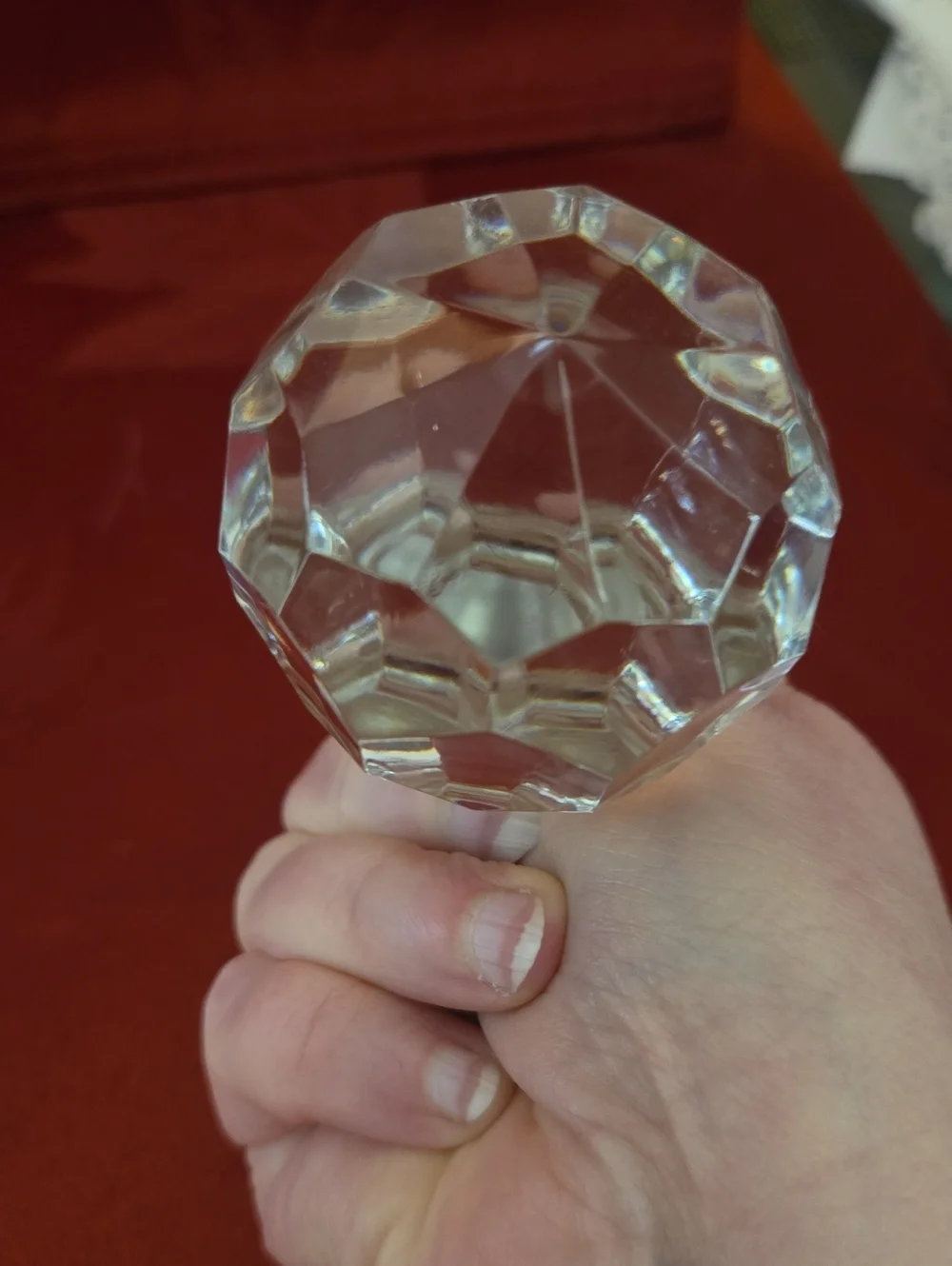 Cut Crystal Ship's Decanter with Faceted Stopper